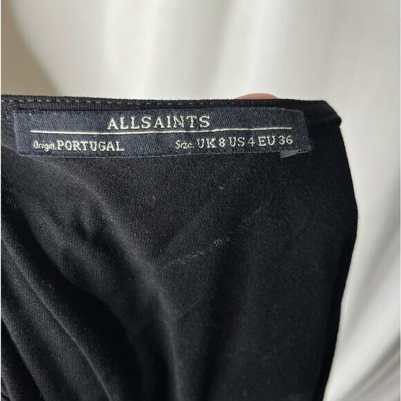 Allsaints Amelia Sleeveless Black Drape Front Dress Size US 4 - Picture 4 of 4
